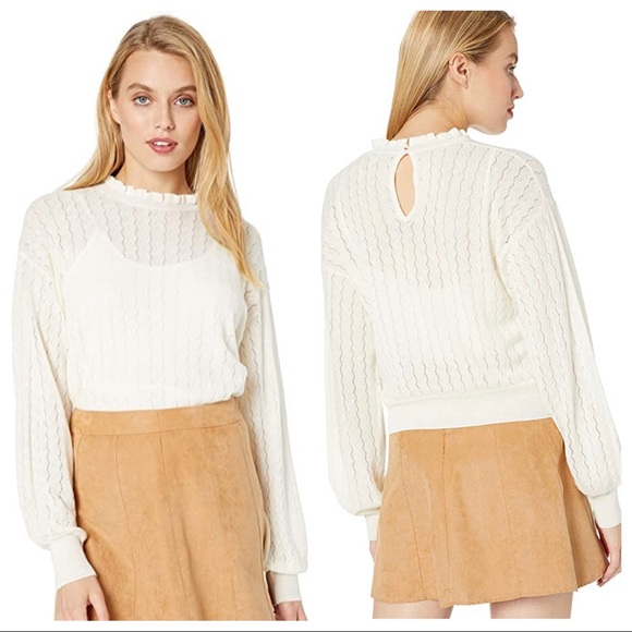 Joie Hadar Pointelle Wool-Blend Sweater Small - Picture 3 of 9